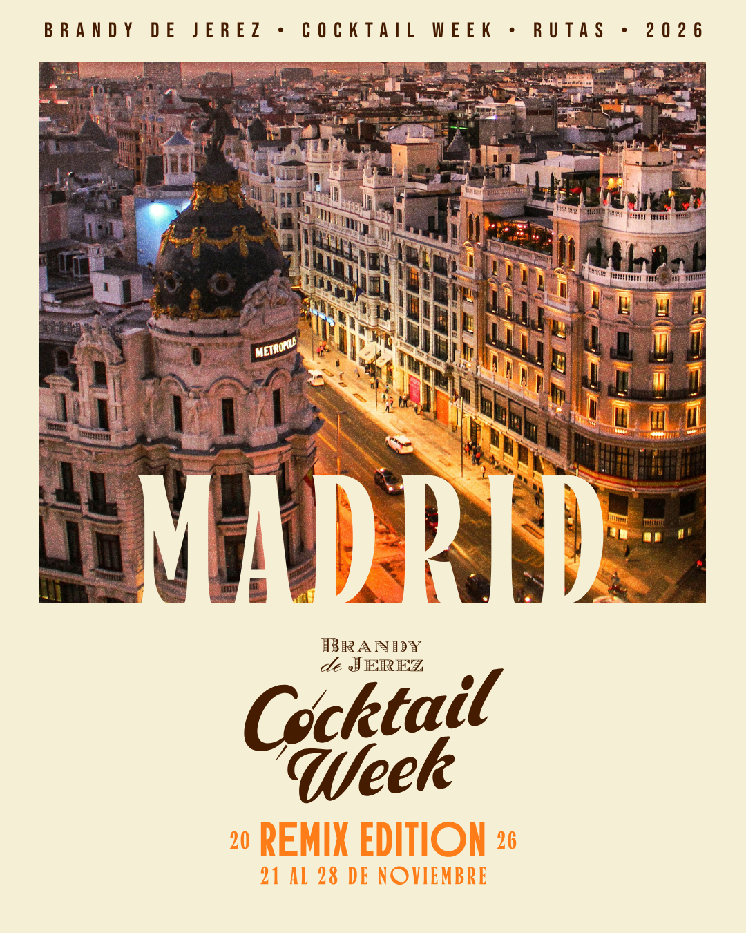 Cartel de La Movida Remix en Madrid.